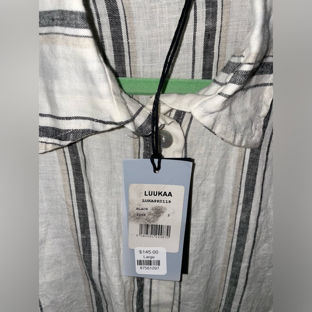 Luukaa White Button-Down Striped Linen Shirt - Picture 5 of 11